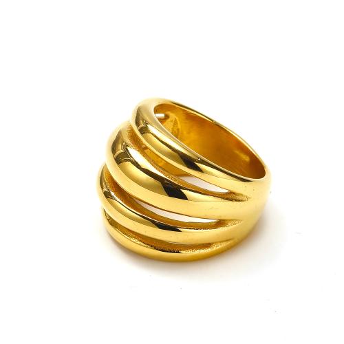 Stainless Steel Finger Ring, 304 Stainless Steel, Vacuum Ion Plating, fashion jewelry & different size for choice & for woman, golden, Sold By PC