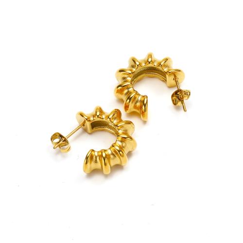 Stainless Steel Stud Earrings, 304 Stainless Steel, Vacuum Ion Plating, fashion jewelry & for woman, golden, 21x20mm, Sold By Pair