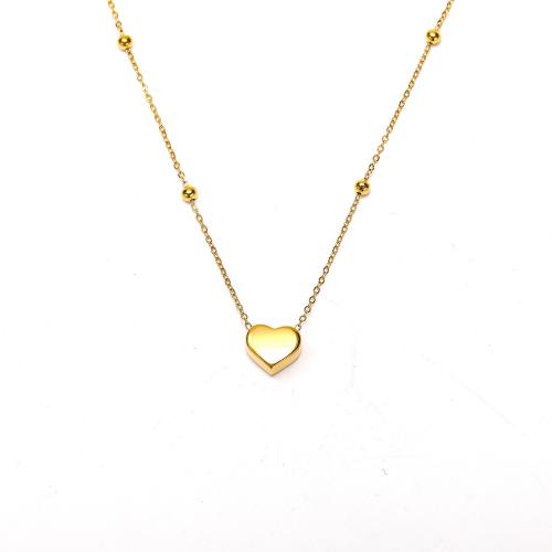 Rustfrit stål smykker halskæde, 304 rustfrit stål, Heart, mode smykker & for kvinde, gylden, 10.50x9mm, Længde Ca. 45 cm, Solgt af PC