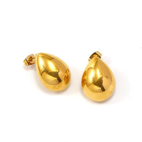 Stainless Steel Stud Earrings 304 Stainless Steel Teardrop Vacuum Ion Plating fashion jewelry & for woman golden Sold By Pair