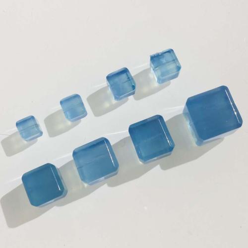 Gemstone Jewelry Beads, Aquamarine, Square, DIY & different size for choice, blue, Sold By PC