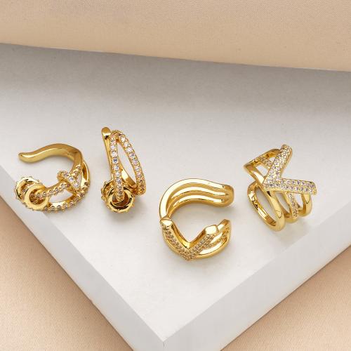 Cubic Zirconia Micro Pave Brass Earring, gold color plated, fashion jewelry & different designs for choice & micro pave cubic zirconia, golden, nickel, lead & cadmium free, Sold By Pair