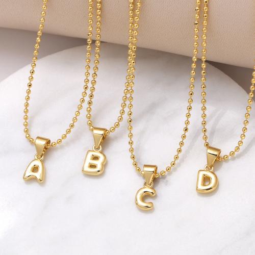 Brass Necklace, Alphabet Letter, gold color plated, fashion jewelry & different designs for choice, golden, nickel, lead & cadmium free, Length:44 cm, Sold By PC