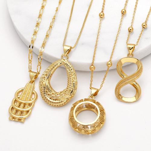 Cubic Zircon Micro Pave Brass Necklace, gold color plated, fashion jewelry & different designs for choice & micro pave cubic zirconia, golden, nickel, lead & cadmium free, Sold By PC