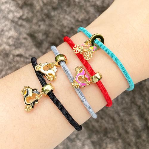 Brass Bracelet & Bangle, with Nylon Cord, gold color plated, fashion jewelry & enamel, more colors for choice, nickel, lead & cadmium free, Sold By PC