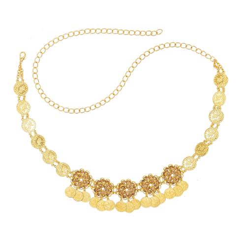 Body Chain Sieraden, Zinc Alloy, mode sieraden & voor vrouw & met strass, goud, Lengte 23.2 inch, Verkocht door PC