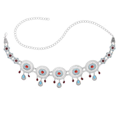 Body Chain Sieraden, Zinc Alloy, met Synthetische Turquoise & Hars, mode sieraden & voor vrouw, zilver, Lengte 22 inch, Verkocht door PC