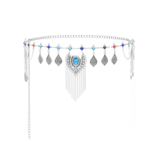 Body Chain Jewelry, Tibetan Style, with Turquoise, fashion jewelry & for woman & with rhinestone, more colors for choice, Length:20.9 Inch, Sold By PC