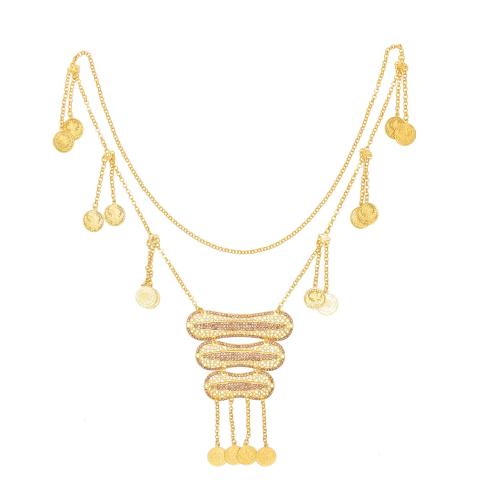 Cink Alloy Sweater Necklace, modni nakit & za žene & s Rhinestone, zlato, Dužina 35.04 inčni, Prodano By PC