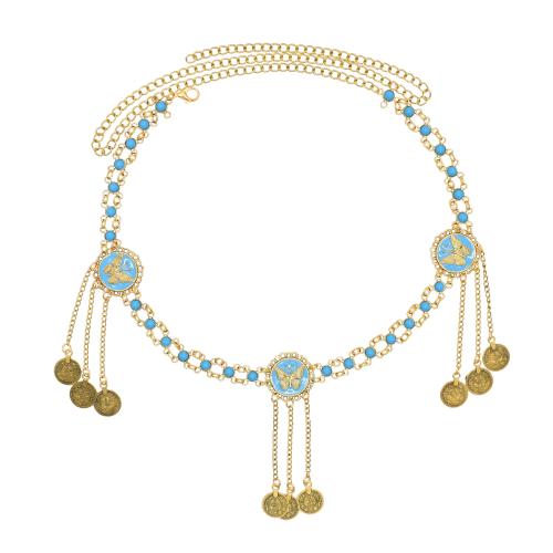 Body Chain Sieraden, Zinc Alloy, met Synthetische Turquoise, mode sieraden & voor vrouw & glazuur, Lengte 20.8 inch, Verkocht door PC