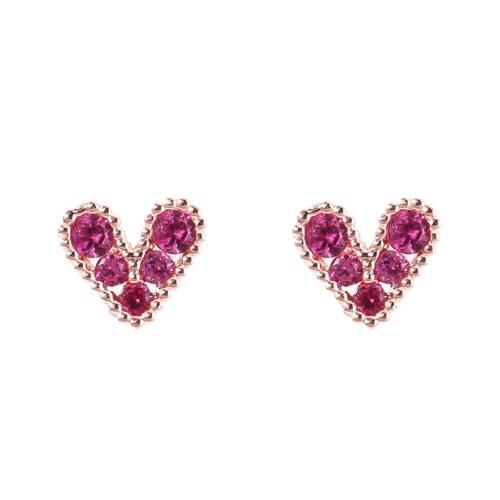 Cubic Zirconia Micro Pave Brass Earring, Heart, plated, micro pave cubic zirconia & for woman, more colors for choice, 7x6mm, Sold By Pair