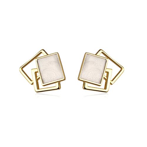 Brass Stud Earring, with Shell, plated, for woman, more colors for choice, 10x10mm, Sold By Pair