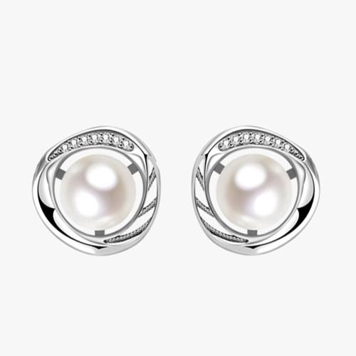 Befestiger Zirkonia Messing Ohrring, mit Kunststoff Perlen, plattiert, Micro pave Zirkonia & für Frau, keine, 12x12mm, verkauft von Paar