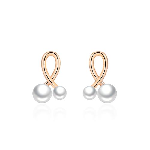 Brass Stud Earring with Plastic Pearl plated for woman Sold By Pair