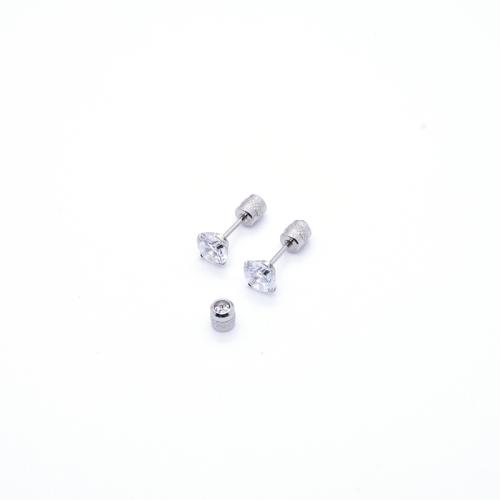 Stainless Steel Ear Piercing Jewelry 304 Stainless Steel plated Unisex & micro pave cubic zirconia original color Sold By PC