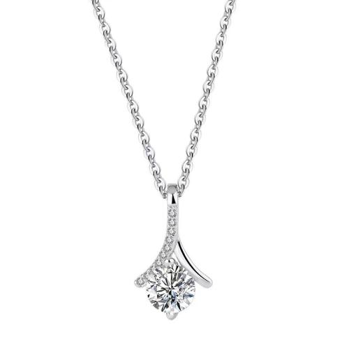 Cubic Zircon Micro Pave 925 Sterling Silver Necklace, plated, micro pave cubic zirconia & for woman, silver color, Length:Approx 41-50 cm, Sold By PC