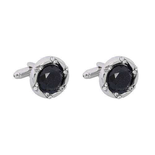 Cufflinks, Tibetan Style, plated, micro pave cubic zirconia & for man, black, Sold By Pair