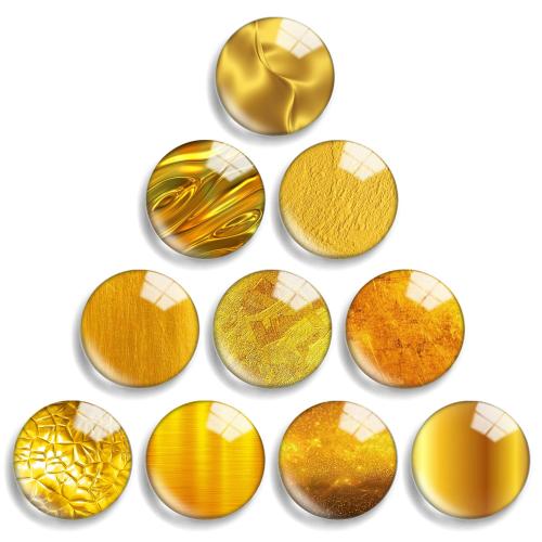 Glas Cabochons, mit Harz, flache Runde, DIY & verschiedene Größen vorhanden, Goldfarbe, 10PCs/Menge, verkauft von Menge