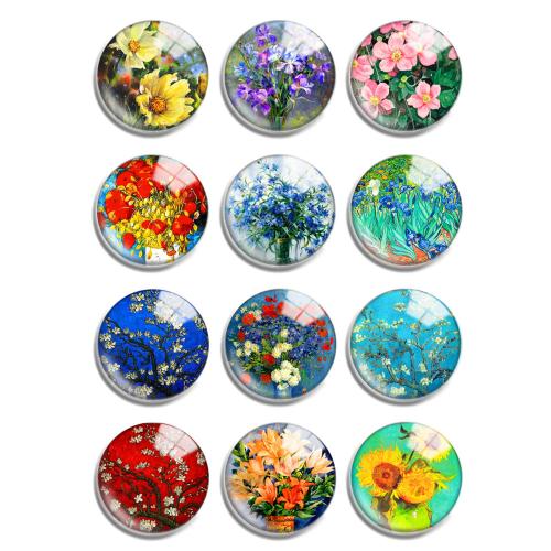 Glass Cabochons, with Resin, Flat Round, DIY & different size for choice, 12PCs/Lot, Sold By Lot