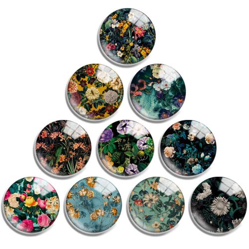 Glass Cabochons, with Resin, Flat Round, DIY & different size for choice, 10PCs/Lot, Sold By Lot