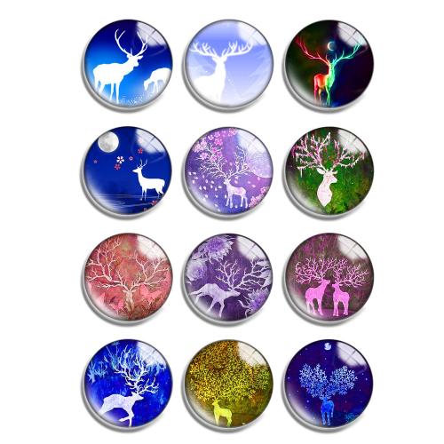 Glass Cabochons, with Resin, Flat Round, mixed pattern & DIY & different size for choice, 12PCs/Lot, Sold By Lot