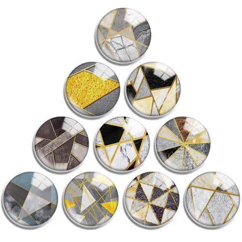 Glas Cabochons, med Harts, Flat Round, blandad mönster & DIY & olika storlek för val, 10PC/Lot, Säljs av Lot