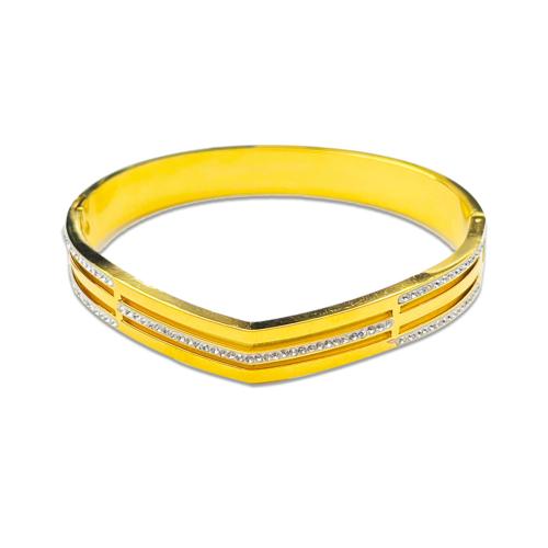 Titan stål armband, mode smycken & för kvinna & med strass, fler färger för val, Innerdiameter:Ca 60mm, Säljs av PC