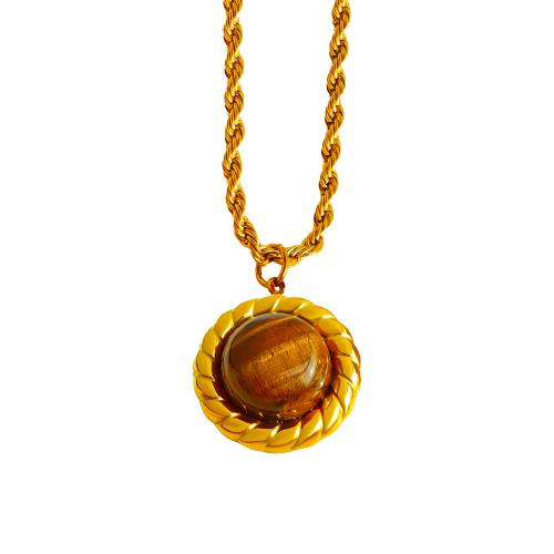 Titanstahl Halskette, mit Katzenauge, mit Verlängerungskettchen von 5cm, 18K vergoldet, Modeschmuck & für Frau, goldfarben, Länge:ca. 40 cm, verkauft von PC