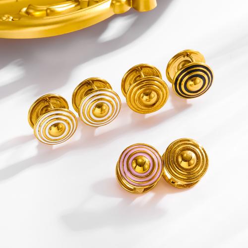 Titanium Steel  Earring, 18K gold plated, fashion jewelry & for woman, more colors for choice, 16mm, Sold By Pair