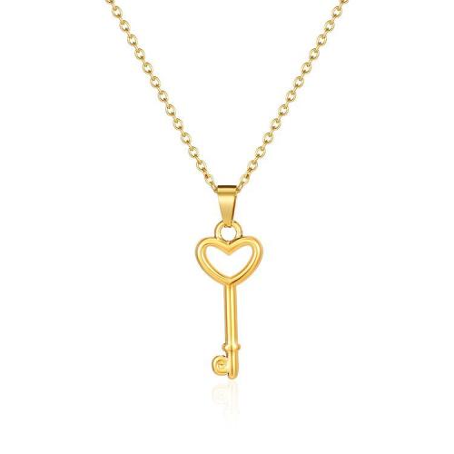 Stainless Steel Jewelry Necklace 304 Stainless Steel with 5cm extender chain Key Vacuum Ion Plating fashion jewelry & for woman & hollow Length Approx 40 cm Sold By PC