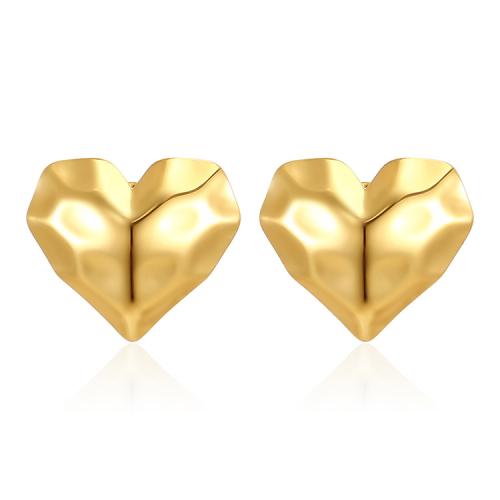 Stainless Steel Stud Earrings, 304 Stainless Steel, Heart, Vacuum Ion Plating, fashion jewelry & for woman, golden, 20x17.10mm, Sold By Pair