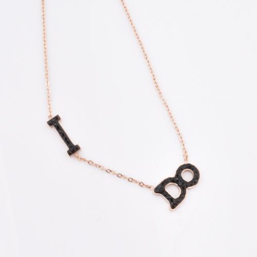 Titanium Steel Necklace fashion jewelry & for woman & with rhinestone Length Approx 45 cm Sold By PC