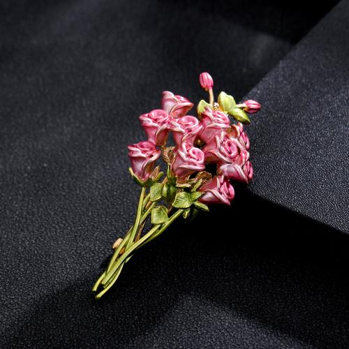 Enamel Brooch Brass Bouquet gold color plated for woman mixed colors nickel lead & cadmium free Sold By PC