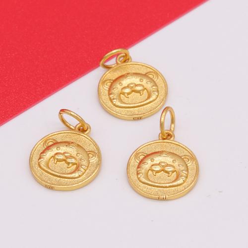 Brass Jewelry Pendants, Round, gold color plated, DIY, nickel, lead & cadmium free, 11x13mm, Sold By PC