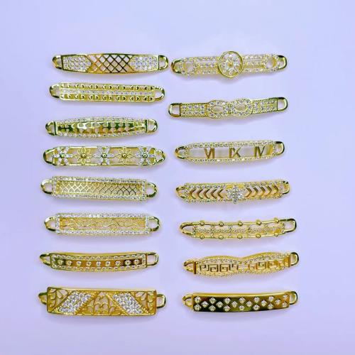Cubic Zirconia Micro Pave Brass Connector, gold color plated, different styles for choice & micro pave cubic zirconia & 1/1 loop, more colors for choice, nickel, lead & cadmium free, Sold By PC