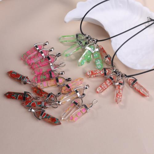 Resin Tibetan Style Pendants, with Resin, Hexagon, silver color plated, DIY & different designs for choice, more colors for choice, nickel, lead & cadmium free, 8x38mm, Sold By PC