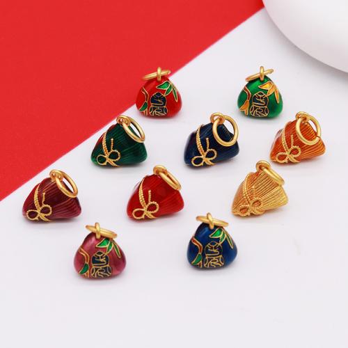 Brass Jewelry Pendants, Rice Dumpling, gold color plated, DIY & different styles for choice & enamel, more colors for choice, nickel, lead & cadmium free, 14.50x10.50mm, Sold By PC