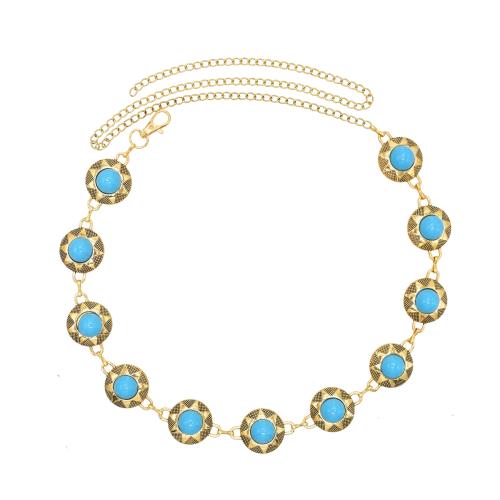 Decorative Belt Zinc Alloy with Turquoise fashion jewelry & Bohemian style & for woman gold Length 22.8 Inch Sold By PC