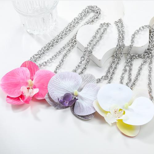 Colar de jóias de liga de zinco, with plástico, Flor, joias de moda & para mulher, Mais cores pare escolha, comprimento 94.2 cm, vendido por PC