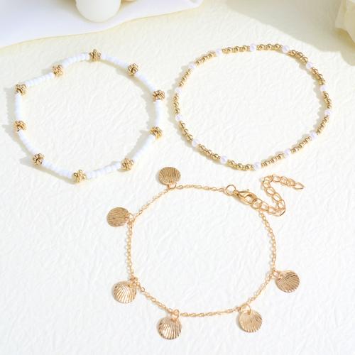 Zinc Alloy Anklet with Seedbead three pieces & fashion jewelry & for woman Sold By Set