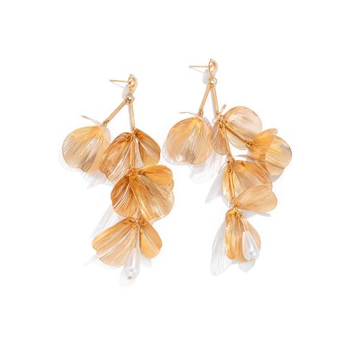 Brass Stud Earring with Plastic Pearl plated fashion jewelry & for woman Sold By Pair