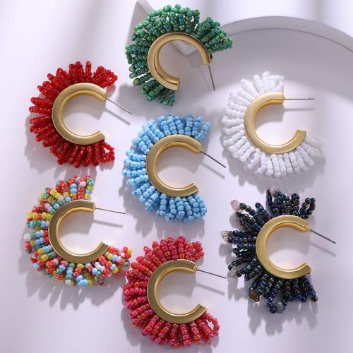 Zinc Alloy Stud Earring with Seedbead fashion jewelry & for woman Sold By Pair