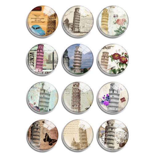 Glass Cabochons, with Resin, Flat Round, mixed pattern & DIY & different size for choice, 12PCs/Lot, Sold By Lot