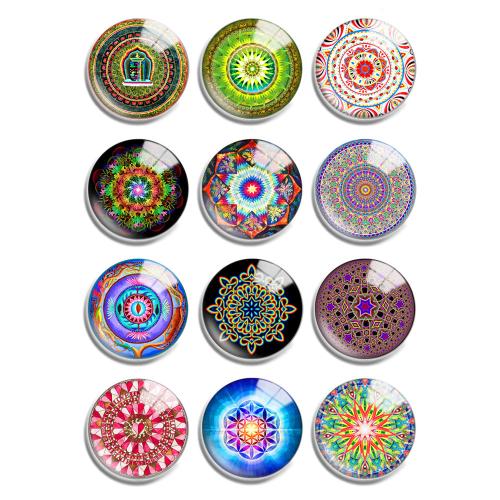 Glass Cabochons with Resin Flat Round mixed pattern & DIY Sold By Lot