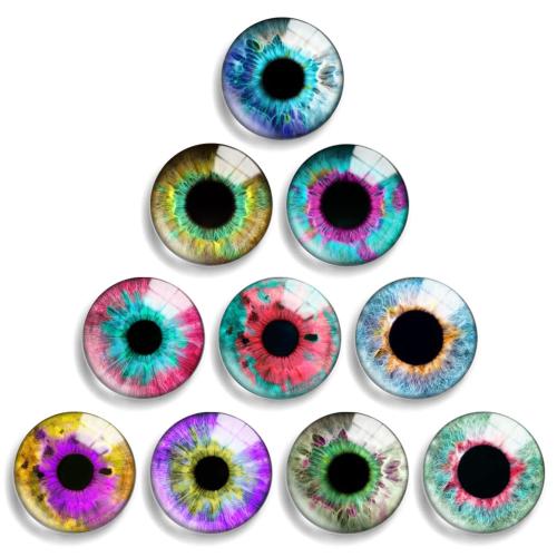 Glass Cabochons, with Resin, Flat Round, mixed pattern & DIY & different size for choice, 10PCs/Lot, Sold By Lot