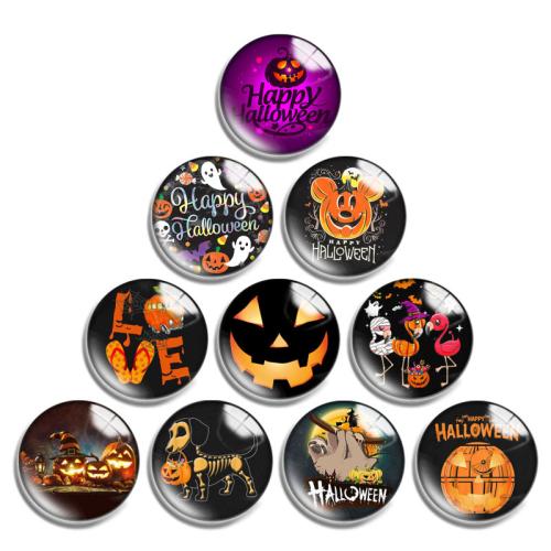 Glass Cabochons with Resin Flat Round Halloween Design & mixed pattern & DIY Sold By Lot