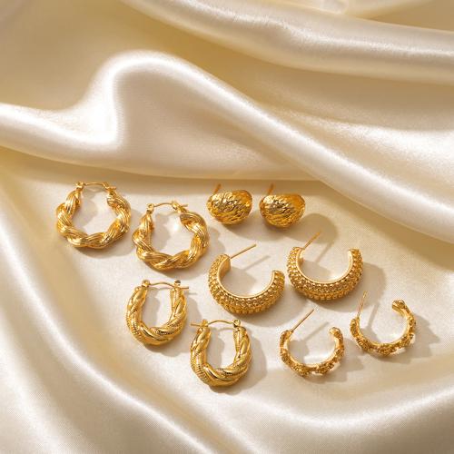 Brincos de garanhão de aço inoxidável, Aço inoxidável 304, 18K banhado a ouro, joias de moda & Vario tipos a sua escolha & para mulher, dourado, vendido por par