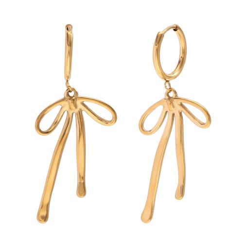 Huggie Hoop Drop Earring, 304 Stainless Steel, 18K gold plated, fashion jewelry & for woman & hollow, golden, Sold By Pair