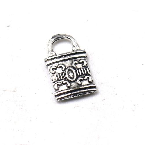 Tibetan Style Lock Pendants, antique silver color plated, vintage & fashion jewelry & DIY, nickel, lead & cadmium free, 8x13mm, Approx 100PCs/Bag, Sold By Bag