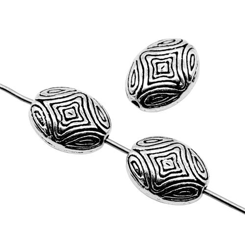 Tibetan Style Jewelry Beads, Flat Oval, antique silver color plated, vintage & fashion jewelry & DIY, 9x12mm, Sold By PC